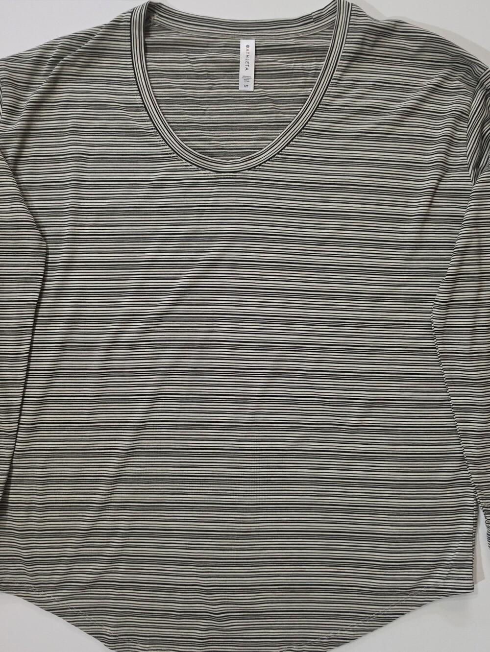 Athleta Tunic Top Womens LT Grey Green White‎ Stripe Casual Loungewear